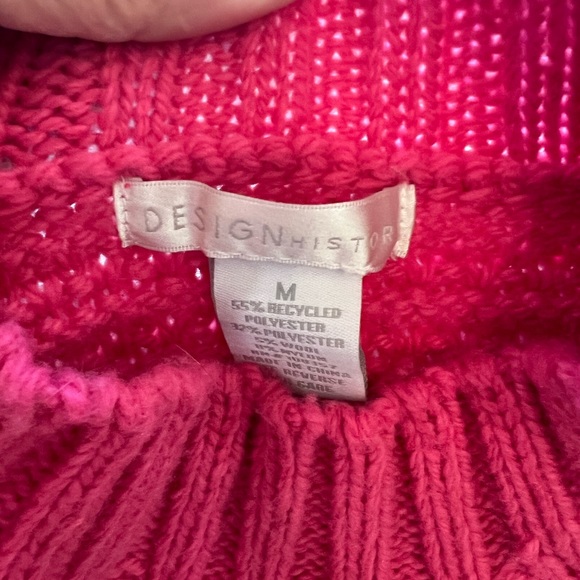 NWT hot pink Design History cropped chunky sweater size M - Picture 4 of 5